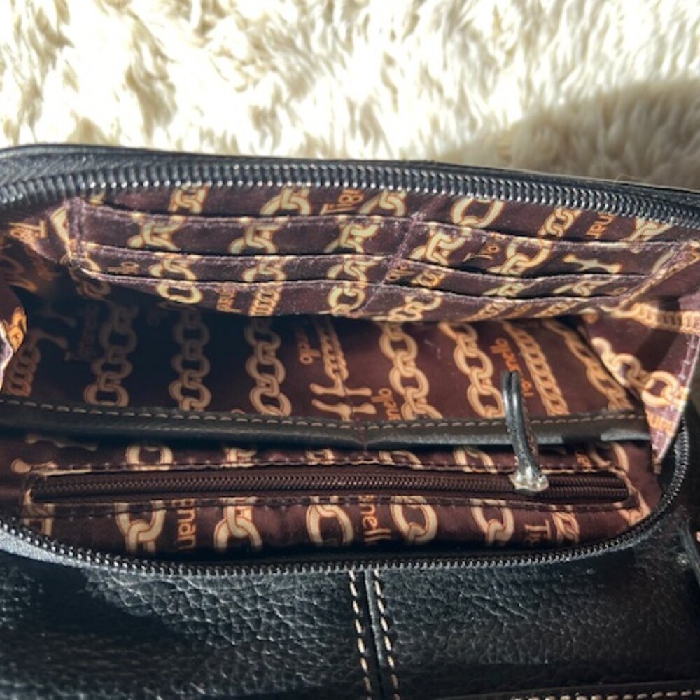 VINTAGE Tignanello Lined Leather Crossbody Black Bag - Picture 11 of 15
